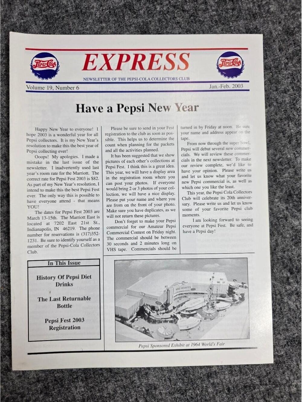 Pepsi-Cola Newsletter Pepsi-Cola Collectors Club Jan-Feb 2003
